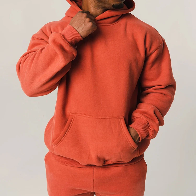 Wholesale top quality 100 % cotton fleece unisex set custom heavy weight hoodie