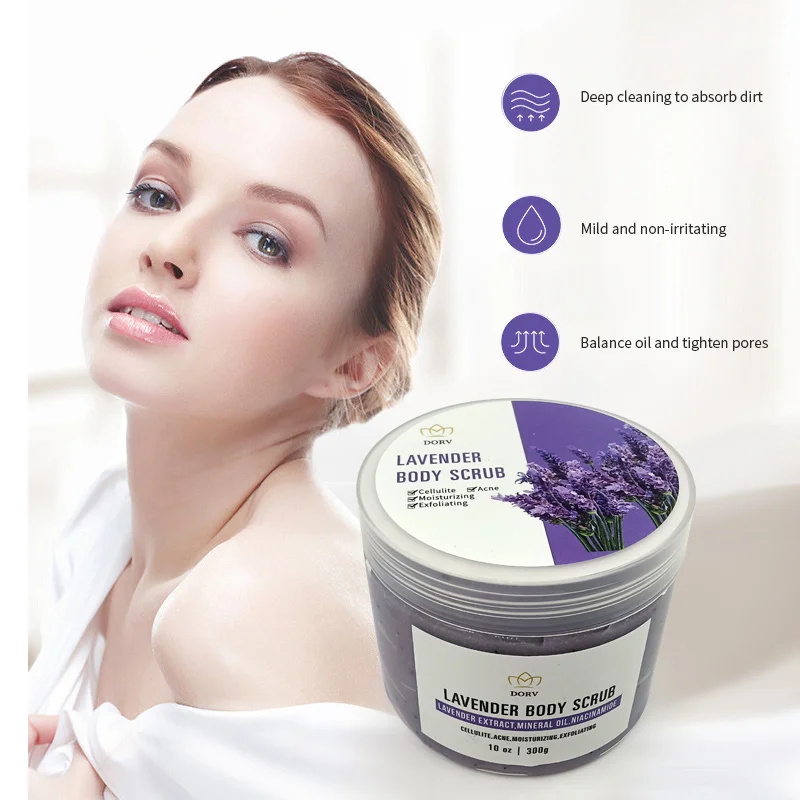 Best Selling Private Label Moisturizing Natural Body And Face Scrub Organic Extract Exfoliating Lavender Body Scrub