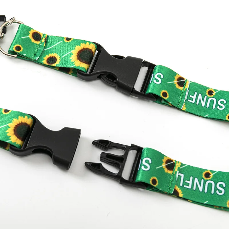 Full Color Transfer Print Smooth Polyester Lanyard With oval hook in Matt Black color