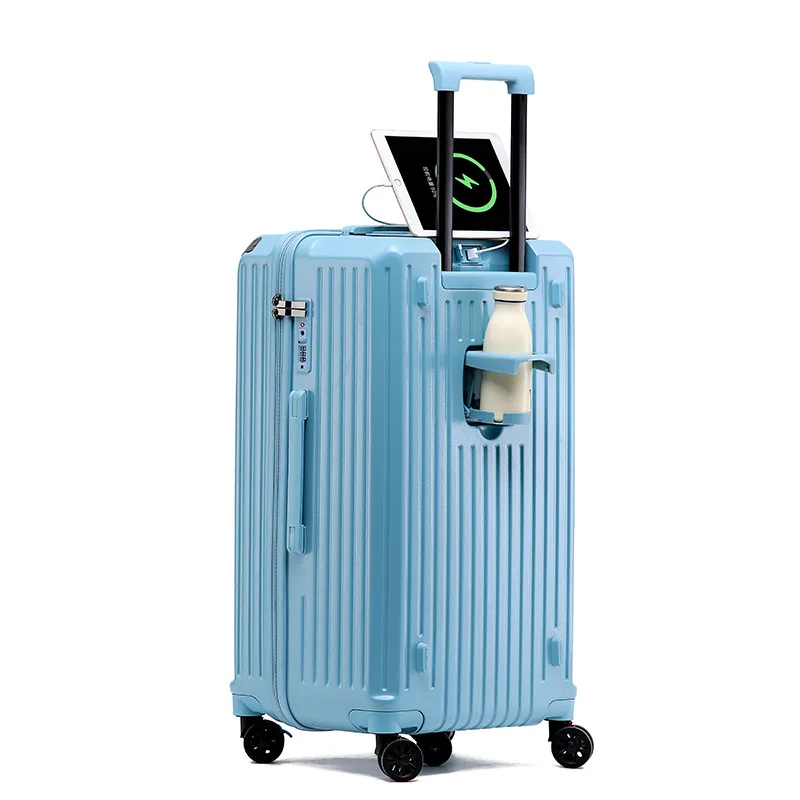 Custom logo 20/24/26/28/30/34 inch Extra large capacity Travel Trolley suitcases luggage with usb port and cup holder