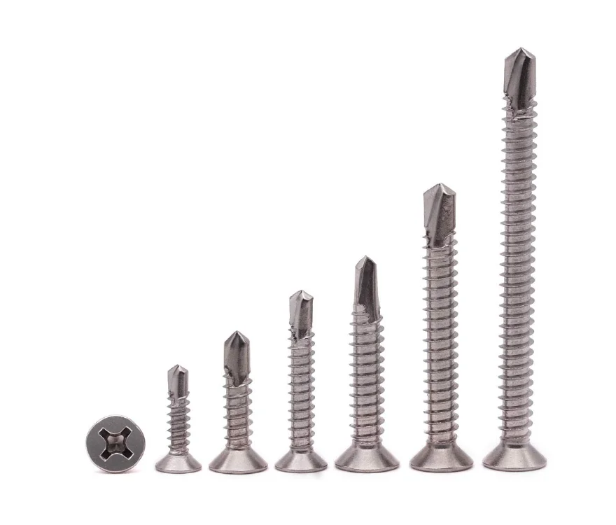 Flat Head Phillips Self Drilling Screw Sheet Metal Tek Screws, 304 Stainless Steel#8*3/4'