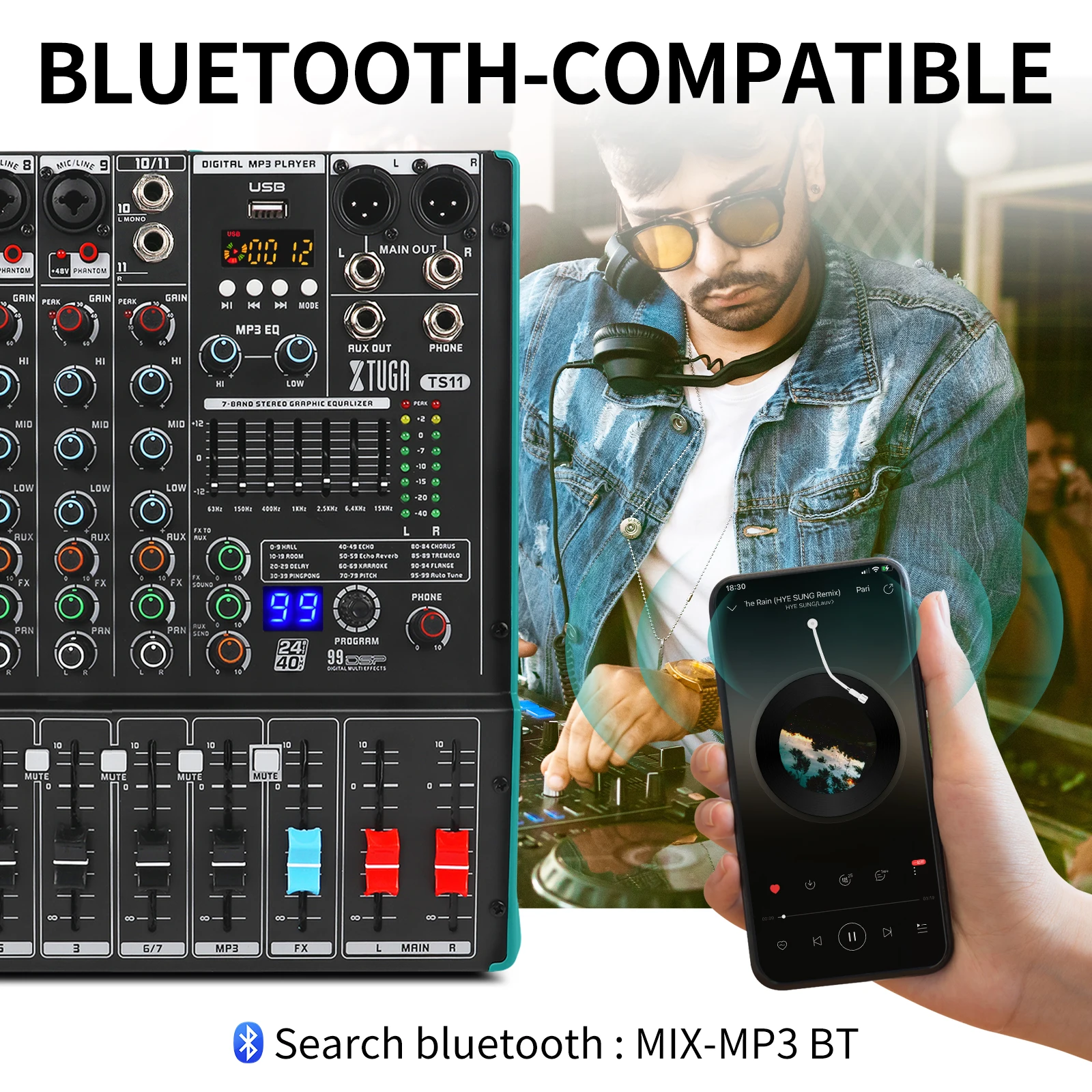11 канальный аудио микшер-Консоль серии TS с 99 DSP aux soundcard 7 band EQ 60