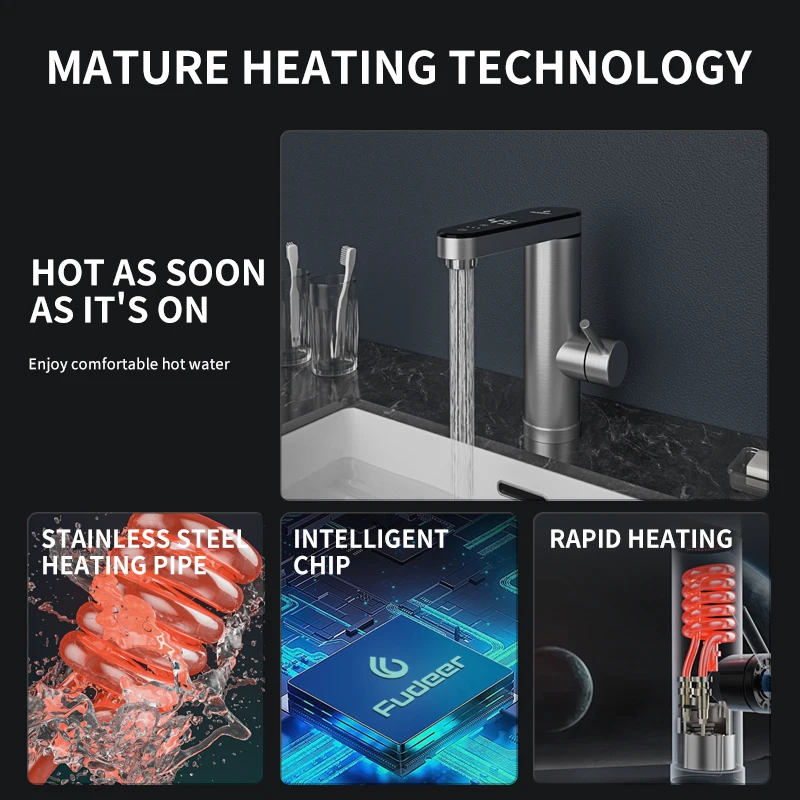 Fauctory Manufacturer Robinet Lavabo Bathroom Mixer Faucet Instant Hot Water Tap Electric Water Heater Kitchen Faucet 220V3400W