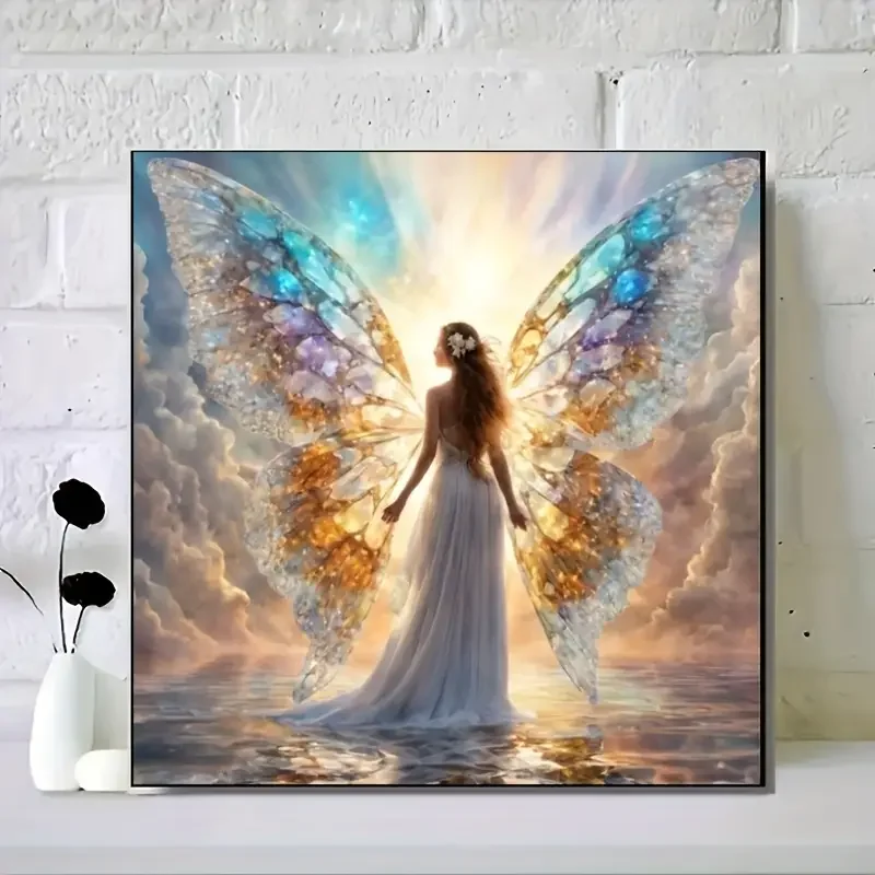 5D DIY Full Diamond Coverage Wall Decoration Sparkling Rhinestone Embroidery Fairy Masterpiece Painting Kit Valentines Day Eid