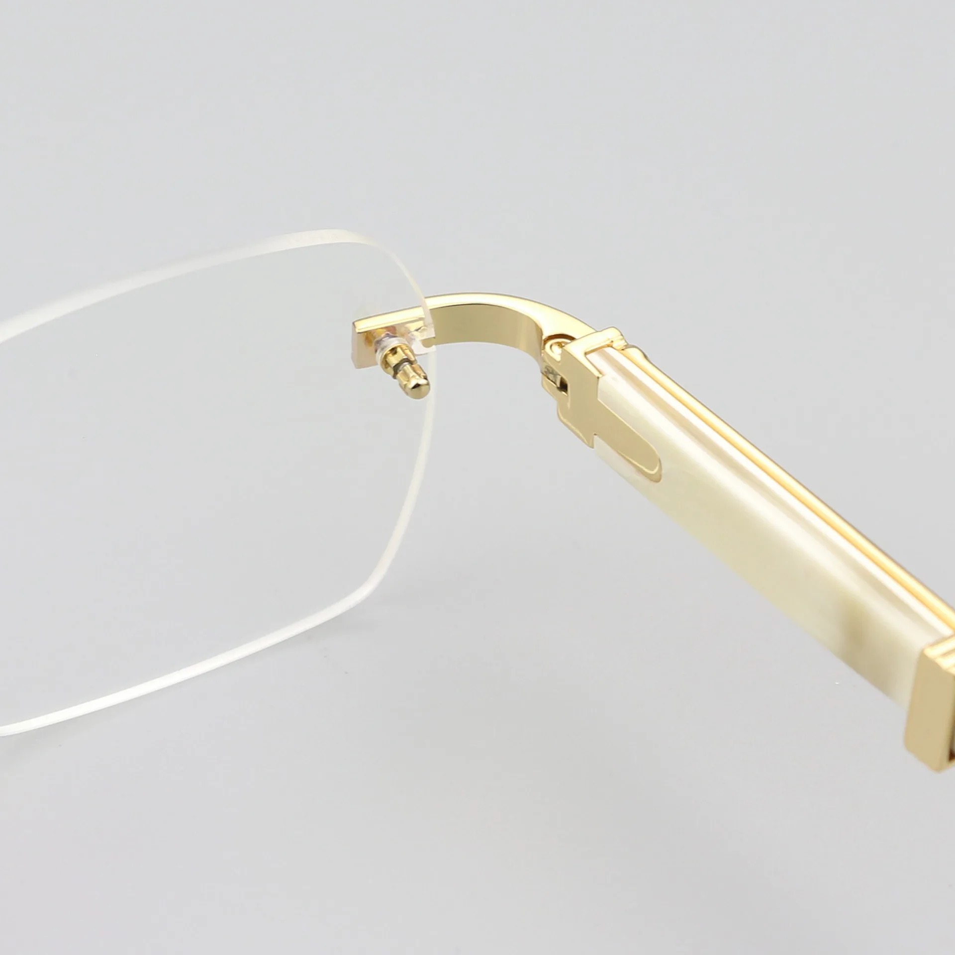 High end white ox Buffalo horn glasses frame  rimless business glasses frame frameless optical glasses frame