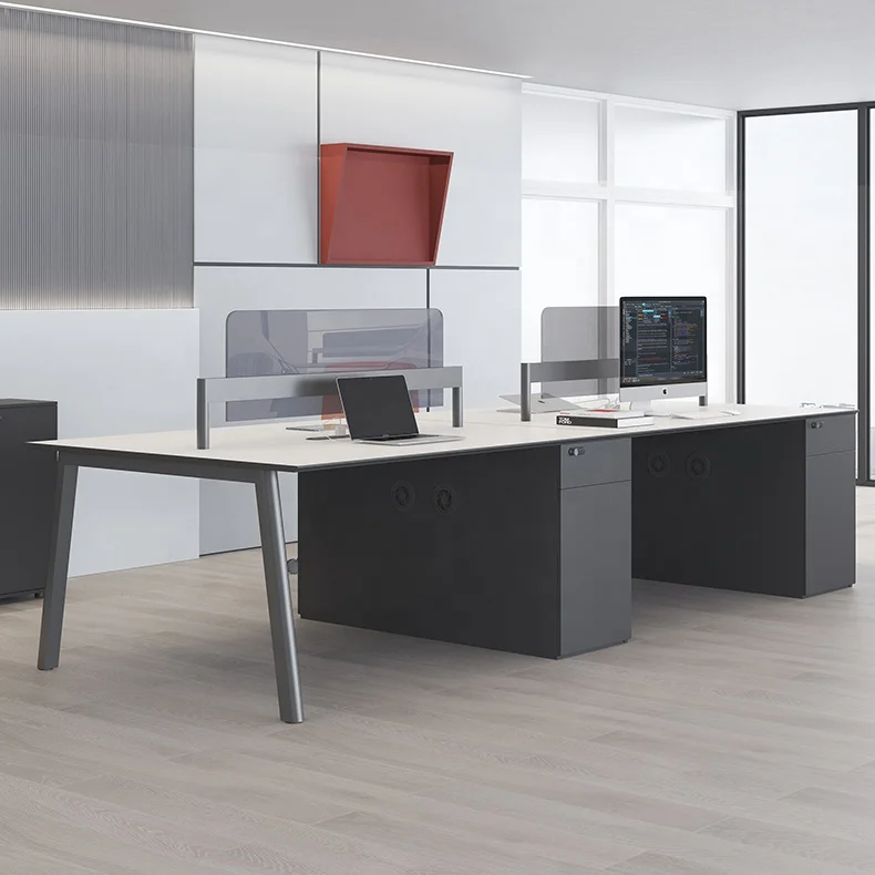 European Modern White Office Furniture Desk Table 2 4 6 Person Work Station Office Workstation Furniture