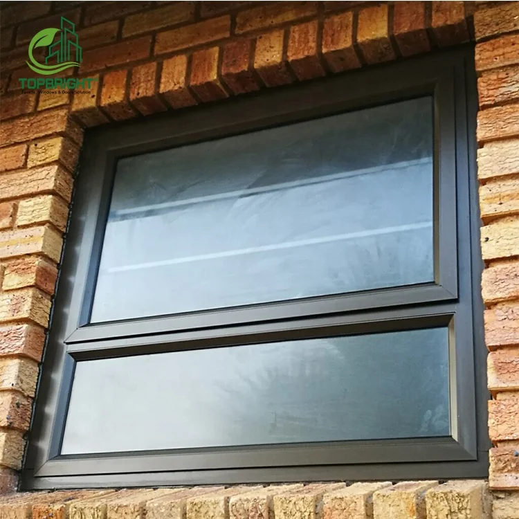 Top-hung sun protect window privacy double glazed aluminum awning windows with screen