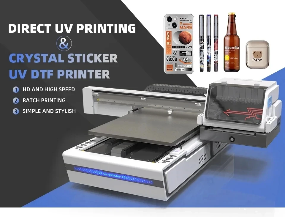 New Tech Auto Positioning UV Flatbed Printer with HD CCD Scanning System Small UV Printing Machine with XP600 I3200 Print Heads