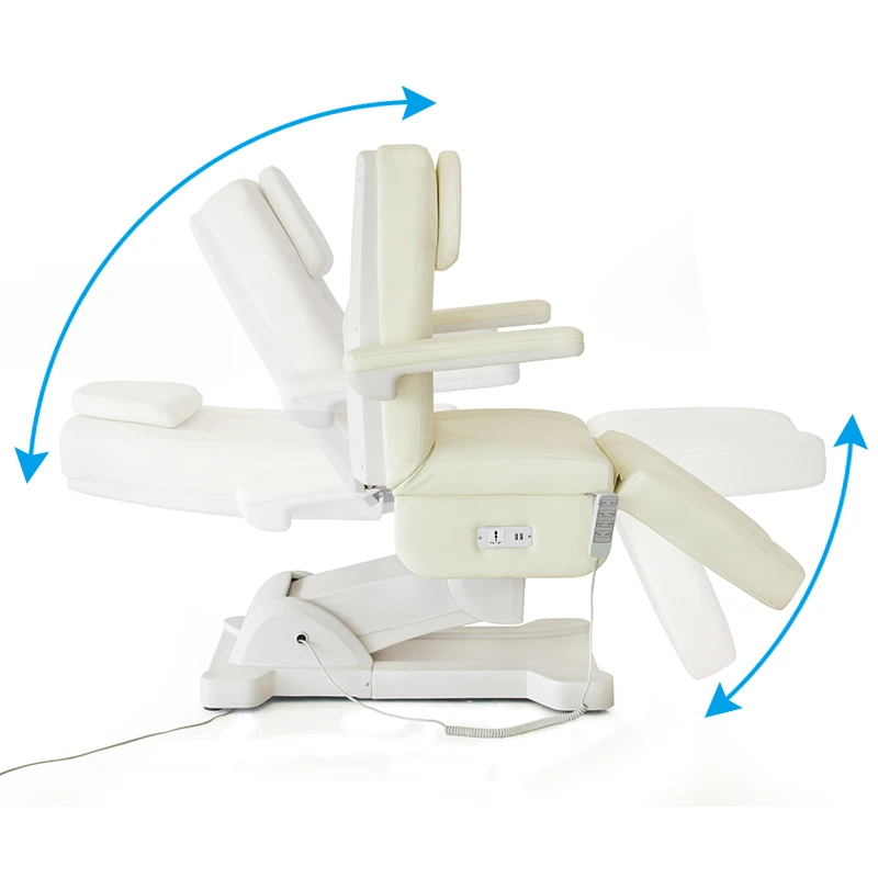 Multifunction Electric Beauty Lash Spa Salon Massage Tattoo Bed Adjustable 4 Motor White Electric Facial Bed