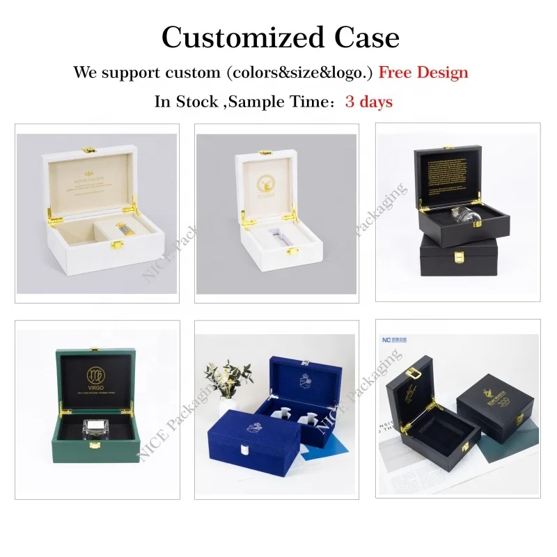 In Stock White Black Perfume Gift Box crystal  Attar Bottle 6ml 12ml Oud Perfume  Pu Leather wooden Luxury Attar Packaging Boxes