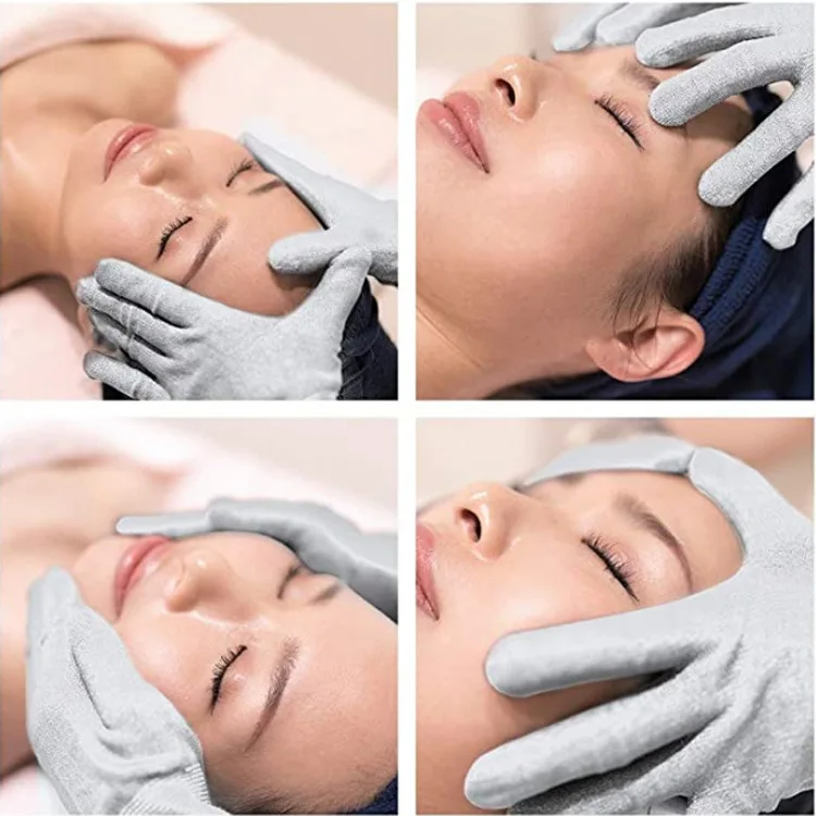 Silver Fiber Medical Equipment Electric Massage Gloves With Adapter Electrode Lead Wires