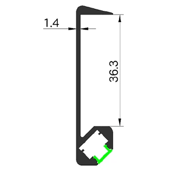 36mm aluminum alloy slotless cabinet LED light Aluminum profile light with hard light with aluminum lamination