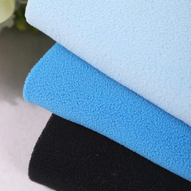 Stock Hundred Colors 180~300gsm Knitted Polyester Microfiber Sherpa Polar Fleece Two Sided Brushed Antipiling Jacket Fabric