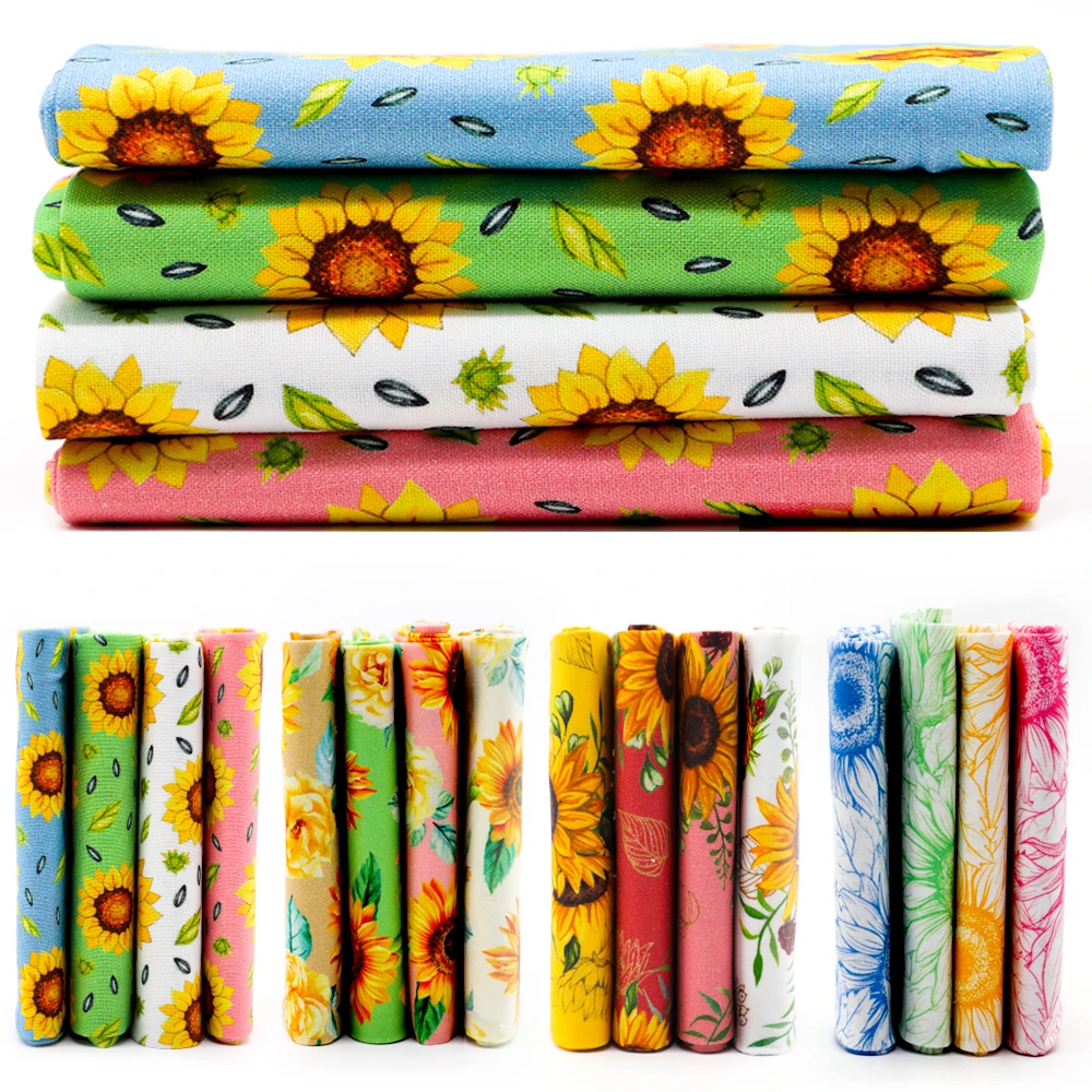 New Fashion Sunflower Pattern Fat Quarter 100% Cotton Printed Quilting Fabric