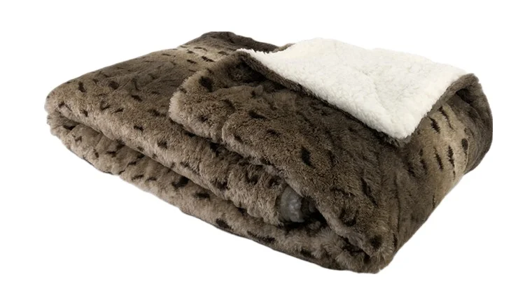 super soft warm reversible blanket wholesale plush faux fur Throw blankets for living room sofas