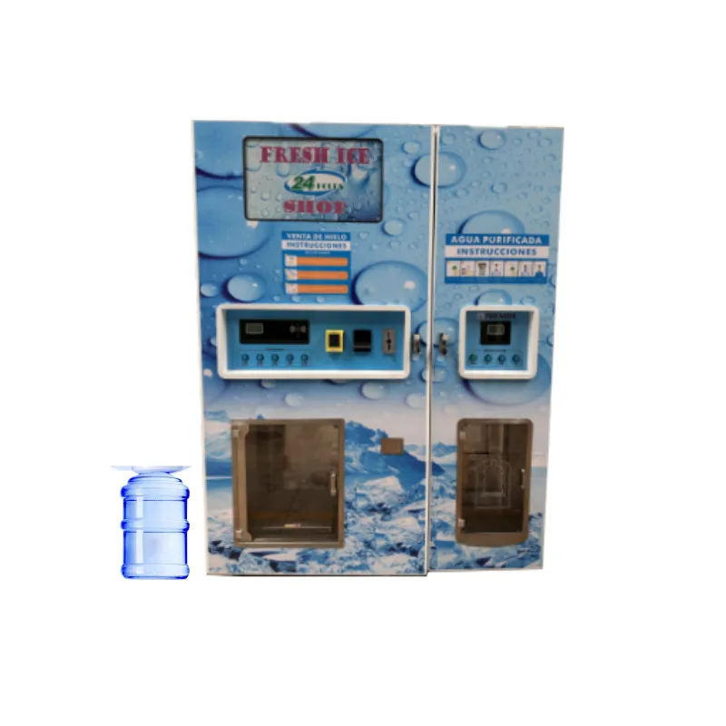 Outdoor Ice Block Maker And Purified Water Vending Machine With Auto Bagging