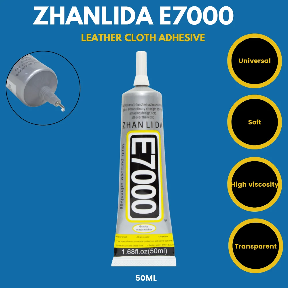 50ML Zhanlida E7000 Clear Glue Fabric Textile Clothes Logo Patch Jewelry DIY Craft Leather Crystal Rhinestone Epoxy Adhesive