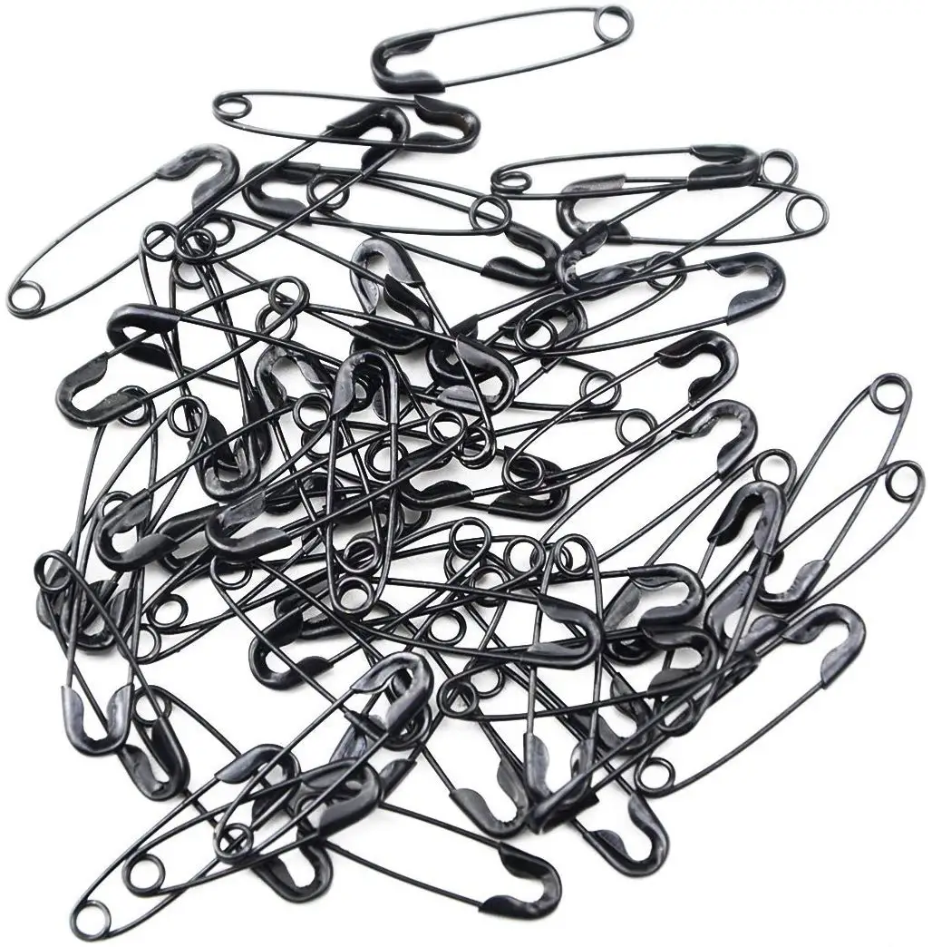 The Black Color Safety Pins with Different Size  for  for Clothes Home School Office Sewing Craft and Arts Pinning
