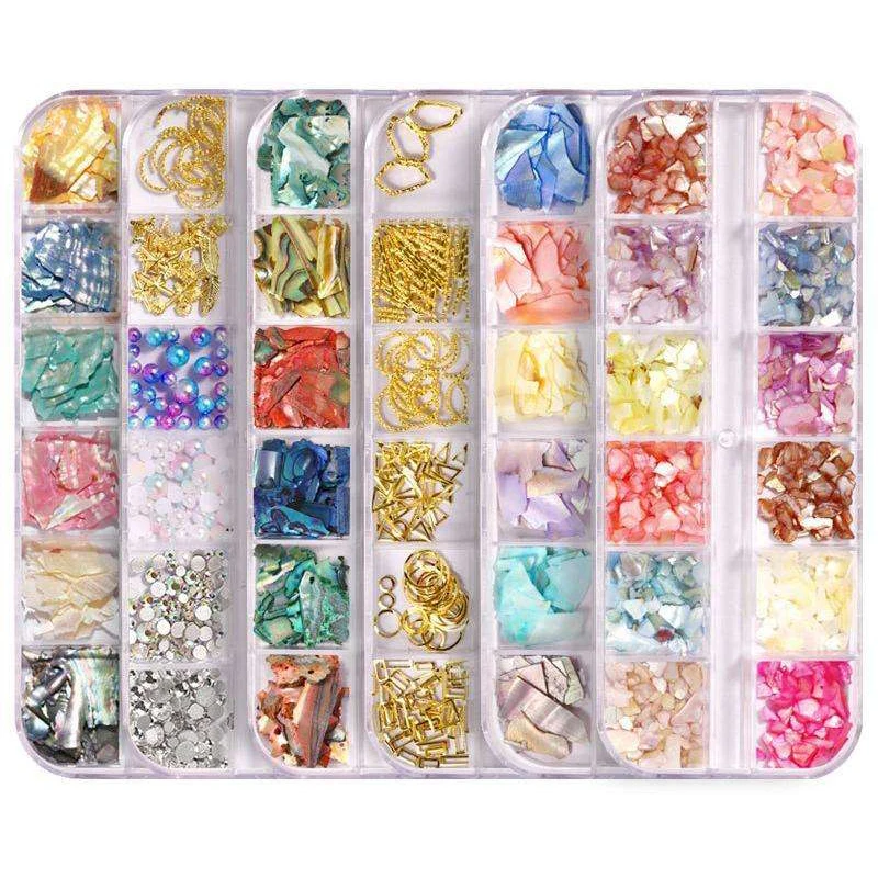 Nail Art Mixed Irregular Natural Seashell Crystals Rhinestones 3D DIY Summer Manicure Decoration Nail Art Charms