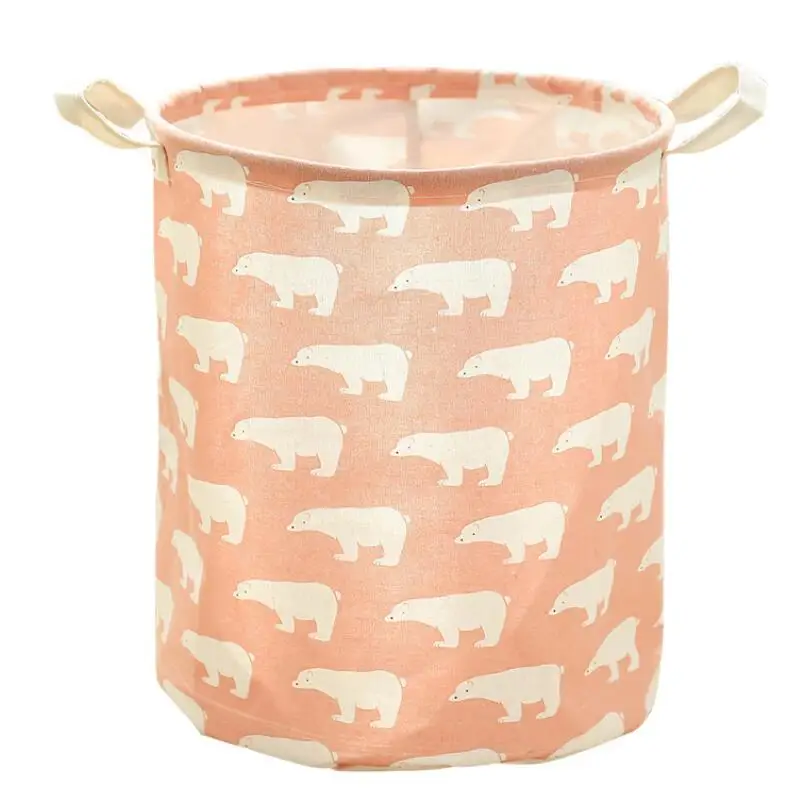 Collapsible Simple Waterproof and Colorful Linen Fabric Laundry Basket Household Storage Bag