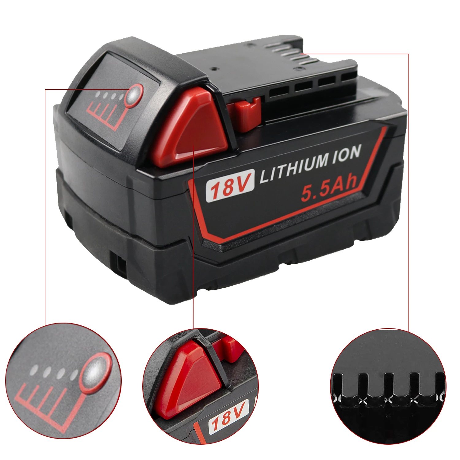 Cordless Tools Battery 18V 5.0Ah Lithium Power Tool Set Battery M18 replacement for Milwaukee 48-11-1850 48-11-1852 48-11-1840