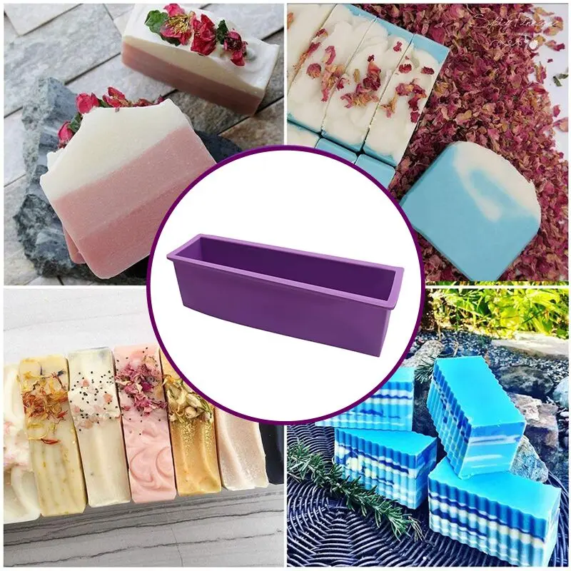 Custom Non Stick 1 Cavity 1200ML Rectangular Silicone Soap Mold For Handmade Cake Loaf Soap Mold
