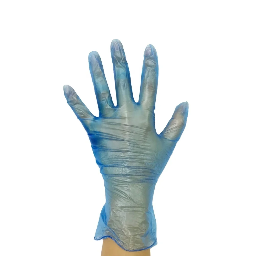 Blue vinyl glovee wholesale CE approval popular in beauty salon disposable PVC glovee powder free