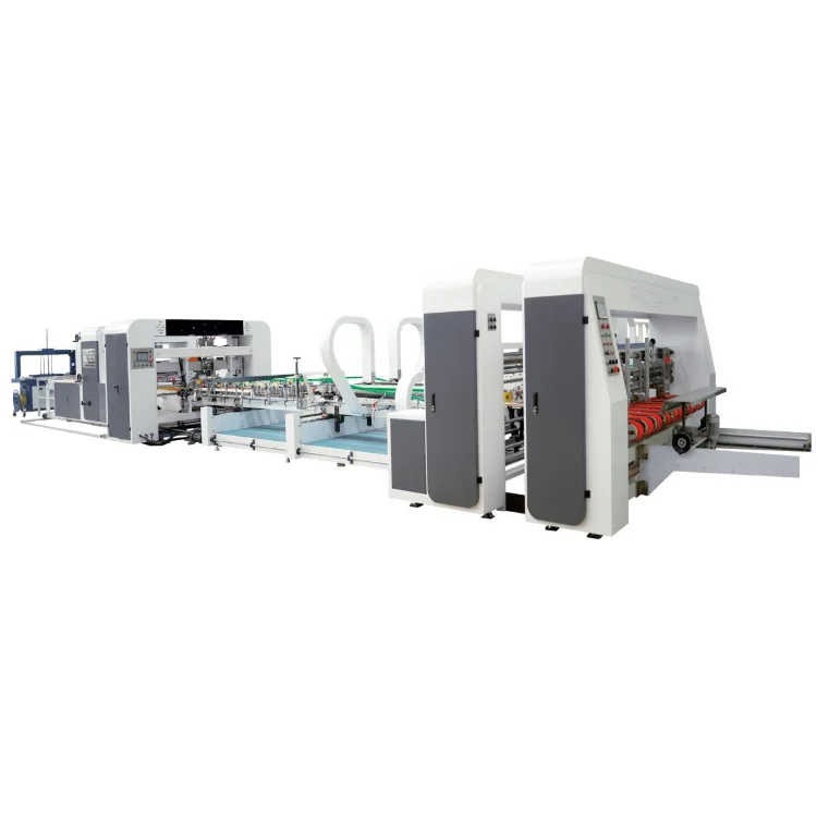 Fully Automatic Carton Glue Machinery Corrugated Box Folding Gluing Machine/Folder Gluer stitching stalper Machine