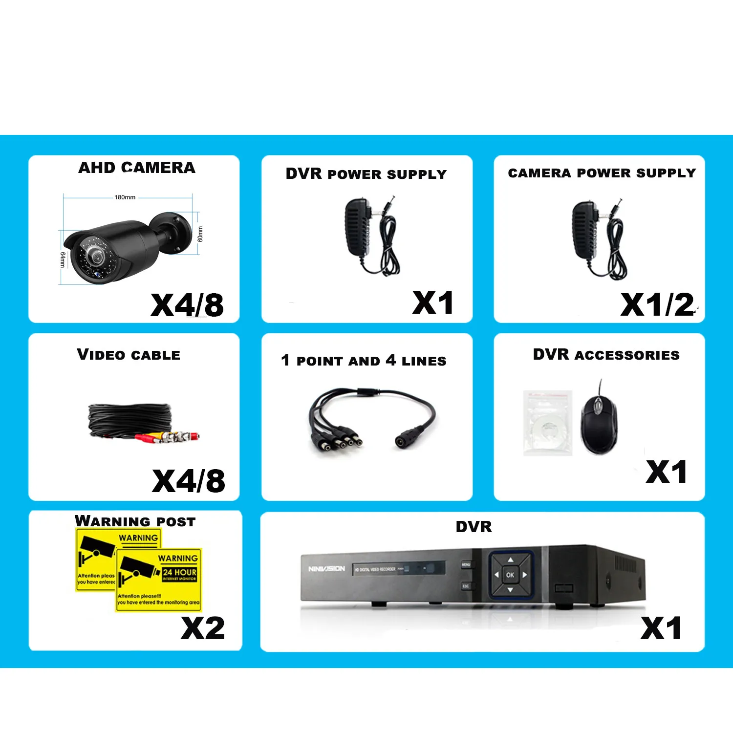  4CH AHD DVR система безопасности 1080P камера Водонепроницаемый Открытый CCTV 2.0MP ночного видения камеры скрытого видеонаблюдения