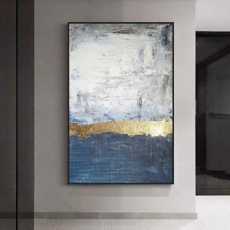 New Arrival Abstract Art Painting Dark Blue Pure Handmade oil Painting for Living Room Decor