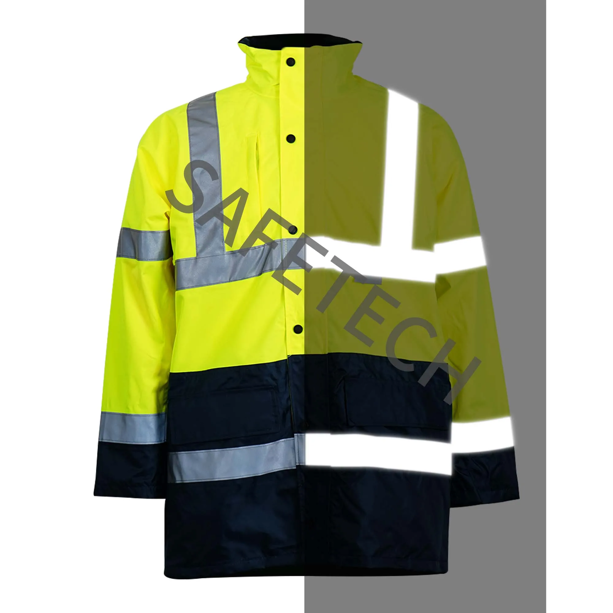 Hi vis Waterproof Softshell Cloth Safety Reflective With Reflective Tape For Construction Work