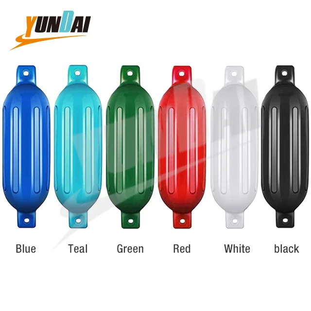 4.5x16' 520g White/Blue two-tone 4 Pack Ribbed Boat Fender PVC Floating Inflatable Yacht Buoy Fender