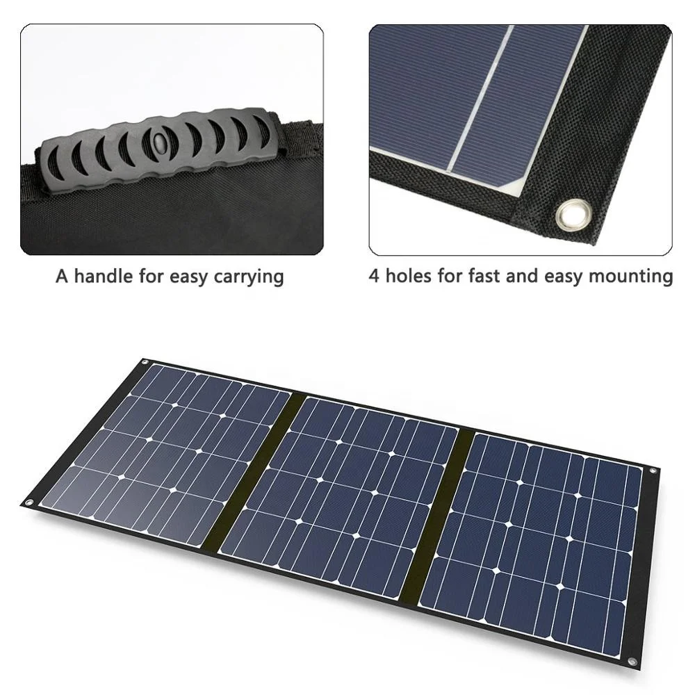sunpower solar panel foldable charging kit 60w 3 fold each single solar module to charge portable big power generator power bank