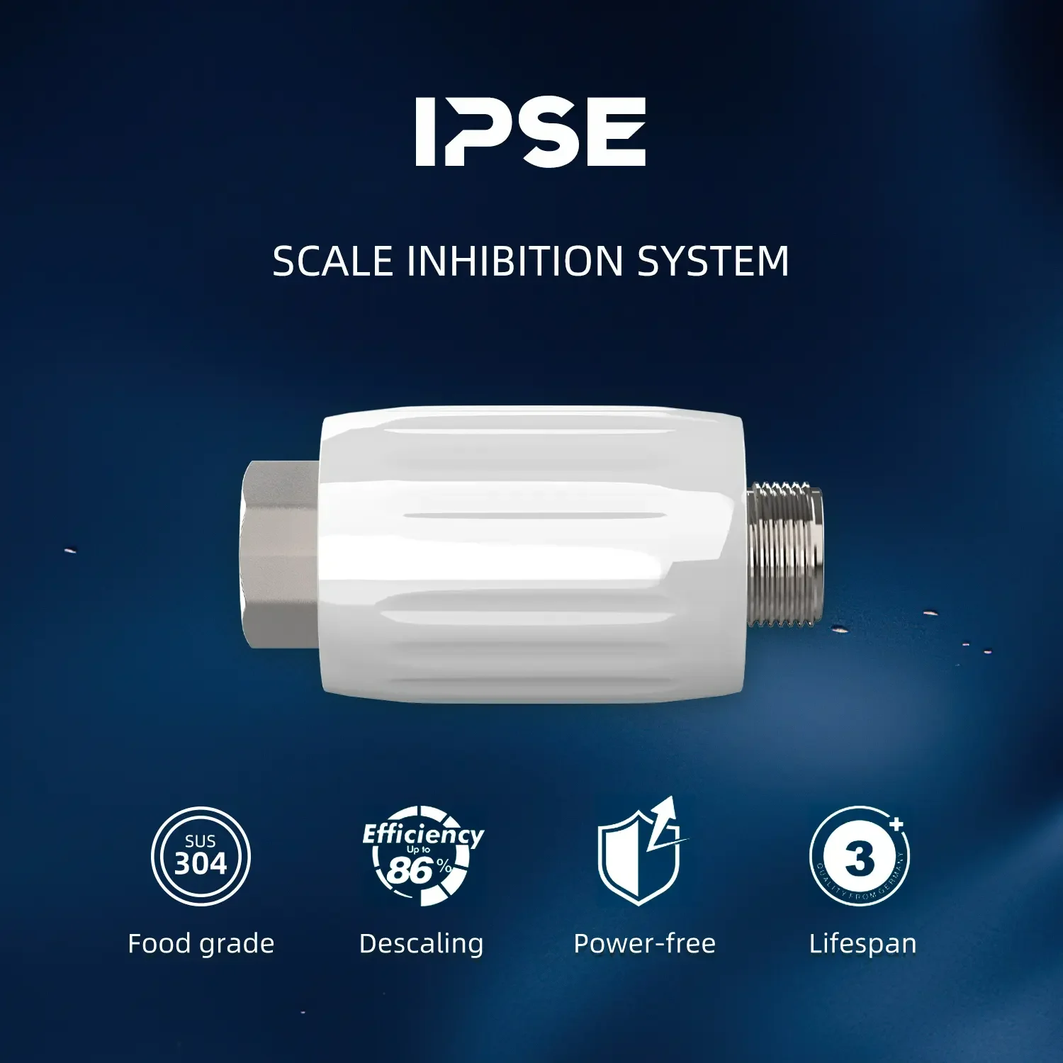Patented SAAS End-Point Inline Scale Inhibitor Reducer Conditioner for Water Heater