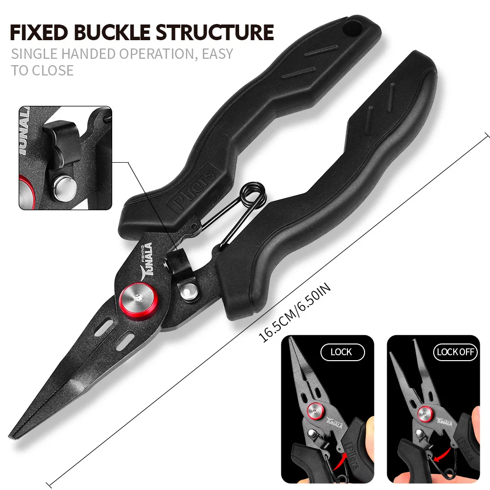 RT High Quality Multifunctional Fishing Pliers Stainless Steel  Scissor With Buckle Fish Line Cutter Clamp Grabber Tackle