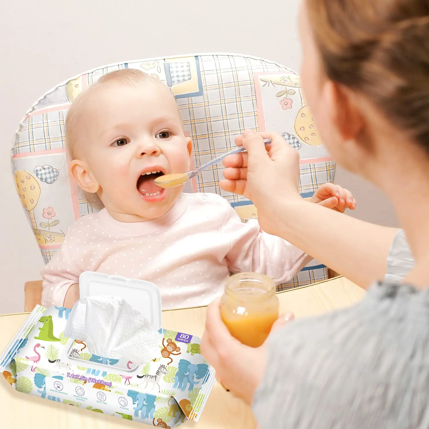 Customized Baby Wet Tissue Spunlace Fabric Non Woven Baby Hand Mouth Wipe Skincare Nature Organic Baby Wipes OEM