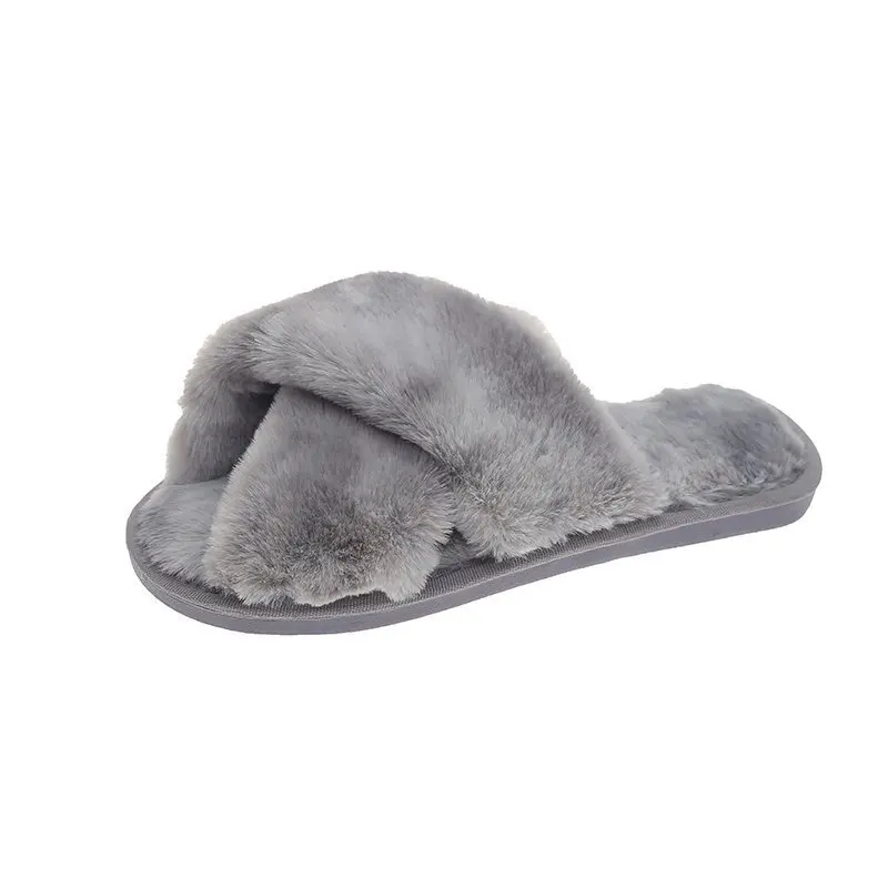 
Fashion Lady Warm Soft Fuzzy Fur Slides Winter Indoor Fluffy Plush Women Slippers  (1600181233999)