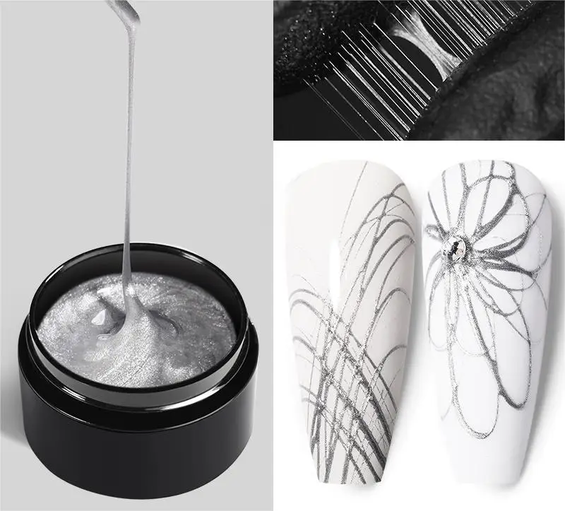 2024 New Updated Universal Semi-solid Spider Gel Polish Non Wipe Clear Modelling Nail for Chrome Powder
