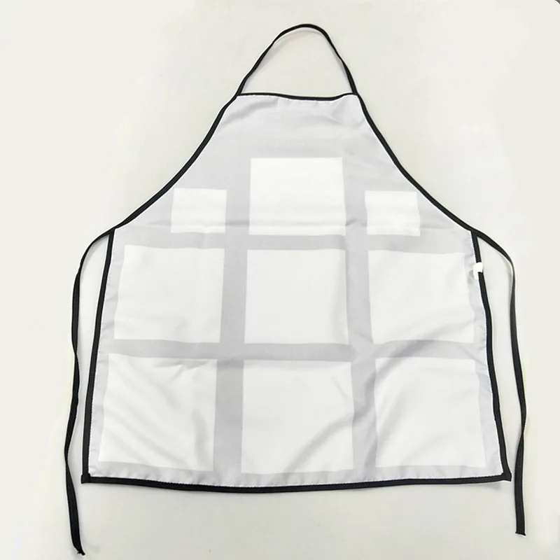 Hot Sell custom Design 9 photo panel sublimation Blank Linen aprons for kitchen