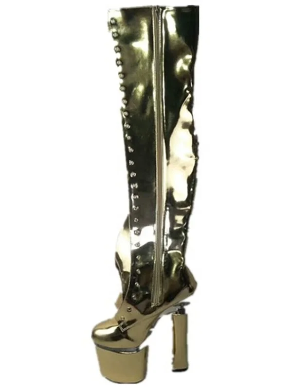 Сапоги высотой 18/20 см до колена сапоги для клубов и косплея обувь для танцев на шесте пикантная женская обувь модель обуви перекрестная обувь