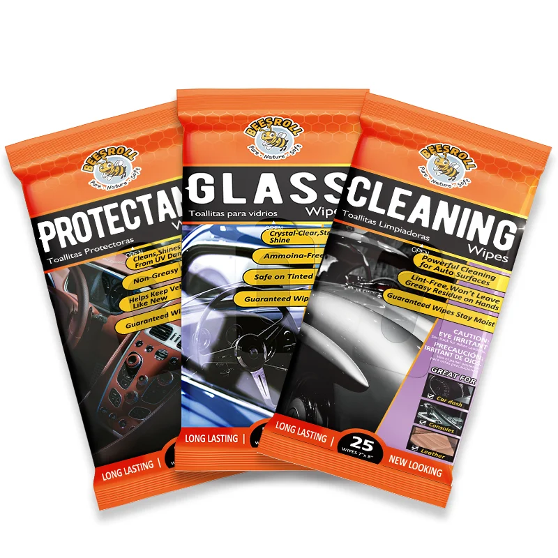 OEM low price car glass cleaner wipes, windshield glass wipes, car exterior wipes