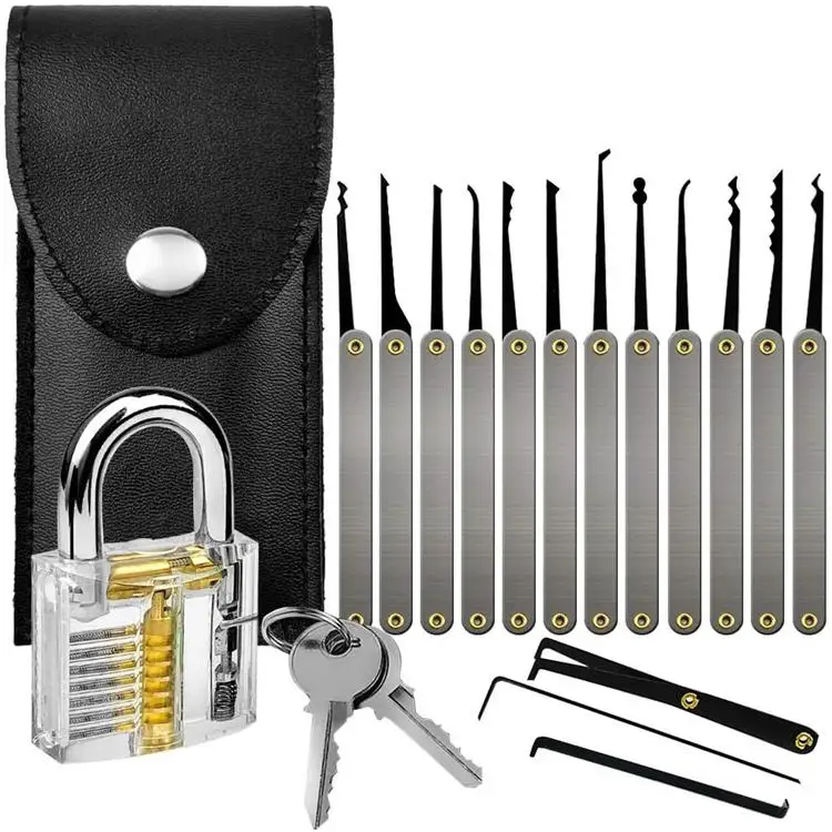 
2020 lock pick set security training unlocking locksmith supplies with transparent practice padlock 