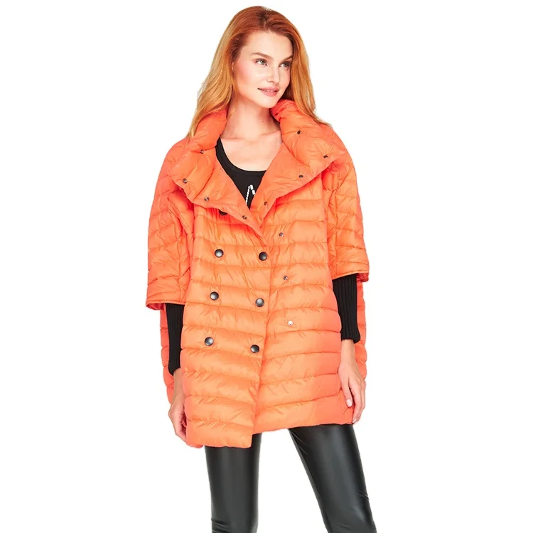 Fashion New Design Winter Women Plus Size Loose Double Breasted White Duck Down Jacket