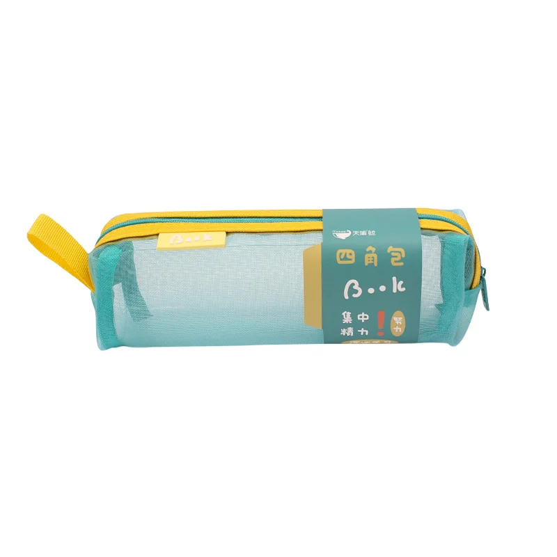 Mesh Pen Bag Simple Pencil Case Color Pen Pouch In Primary School Exam Zipper Transparent Stationery Supplies Wholesale