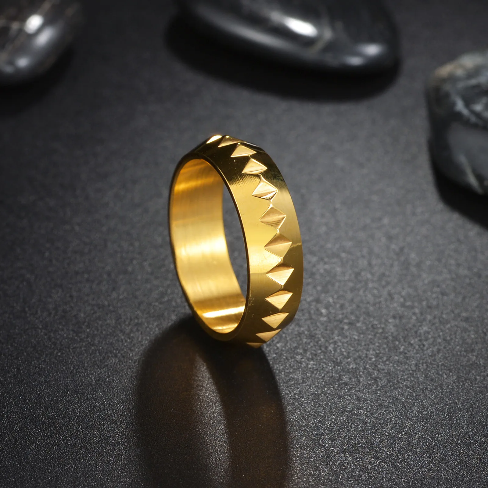 Punk Style Titanium Steel Men Women Ring 2024 Creative Stainless Steel Geometric Ring Wholesale