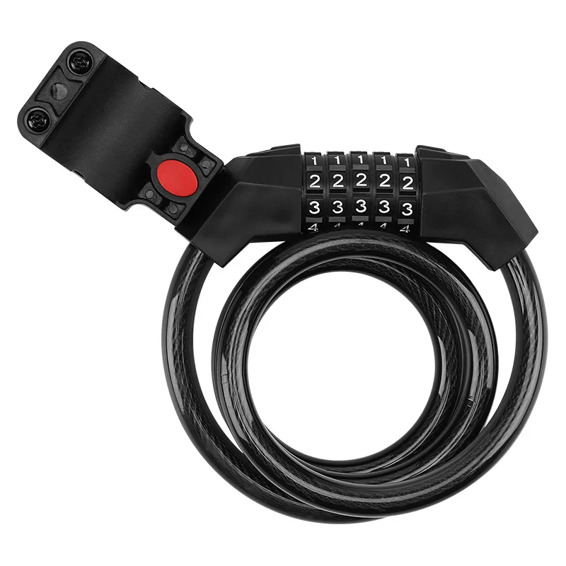 Portable Bicycle Anti-Theft Combination Lock with Bold Lengthened Steel Cable Belt Bracket U Smart Safety Lock Alloy Material