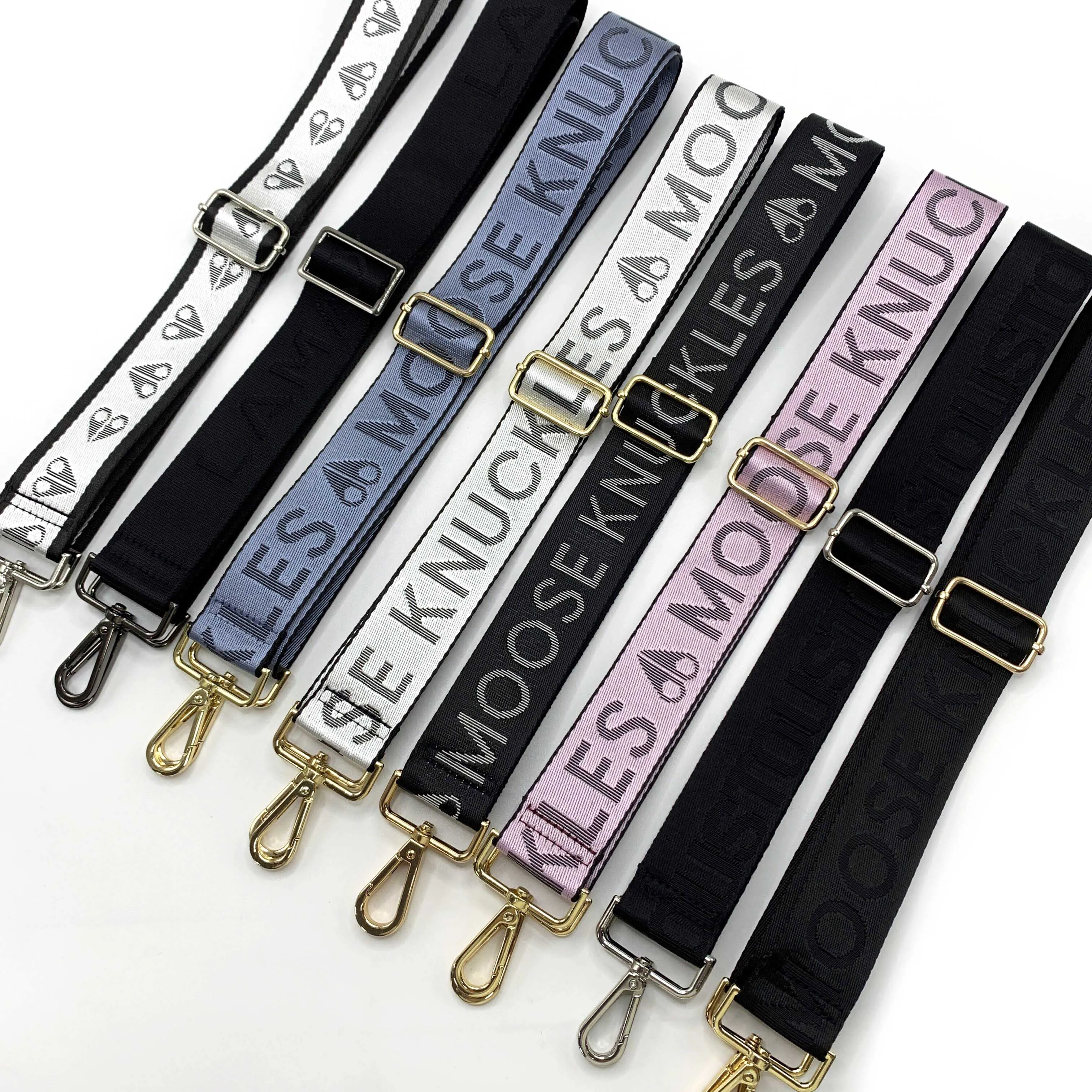 Custom Fashionable Adjustable Shoulder Harness 3.8 CM Crossbody Backpack Straps Lettered Jacquard Pattern Shoulder Straps