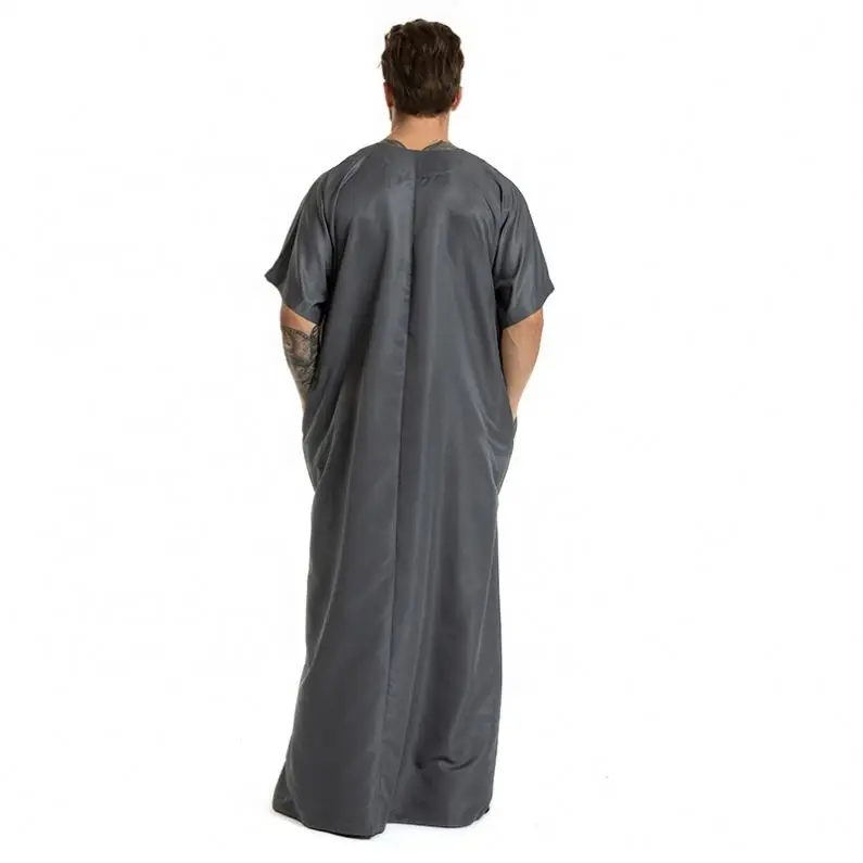 
Men Kaftan Jilbab Arbric Jubba Muslin Short Sleeves Clothes Abaya Thobe 