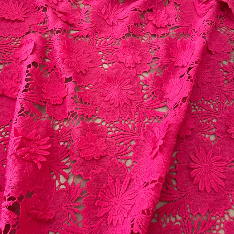 2024 New design African bridal wedding decoration materials Guipure Lace Fabric Nigerian Cord Embroidery Lace Fabric