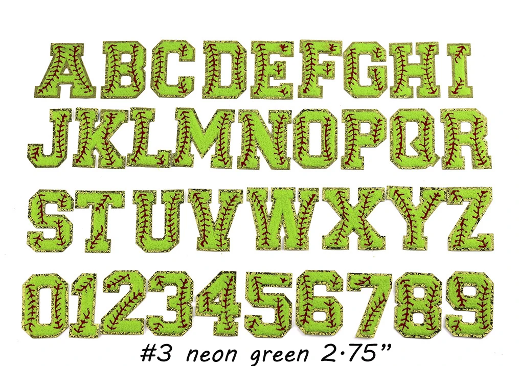 Factory High Quality 2.75 Inches A-Z 0-9 Numbers Baseball Team Softball Stitch Iron On Chenille Letter Patches